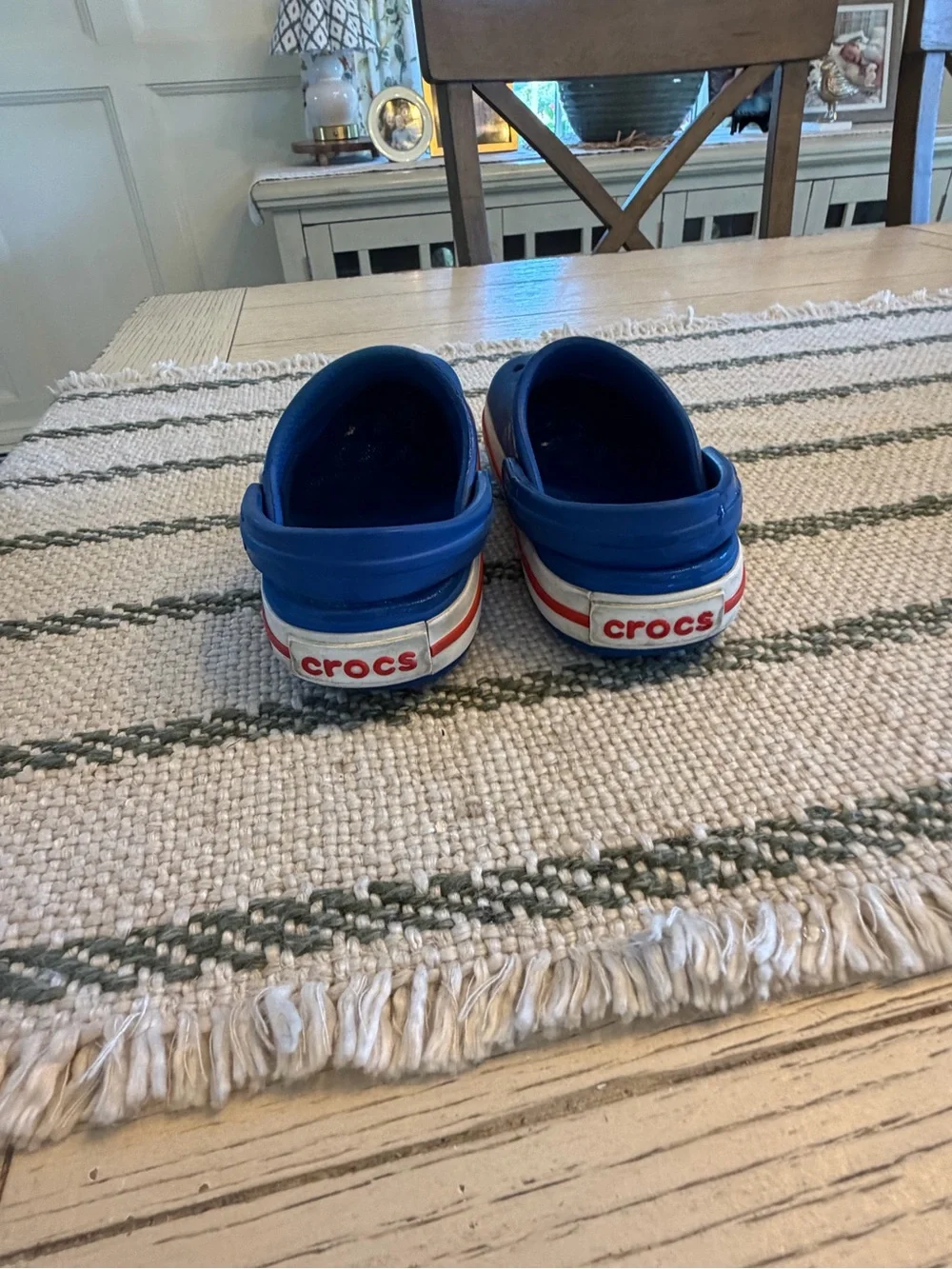CROCS Kids Blue Clog with Red & White Stripe